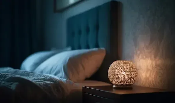 Soft night light in a child's bedroom.