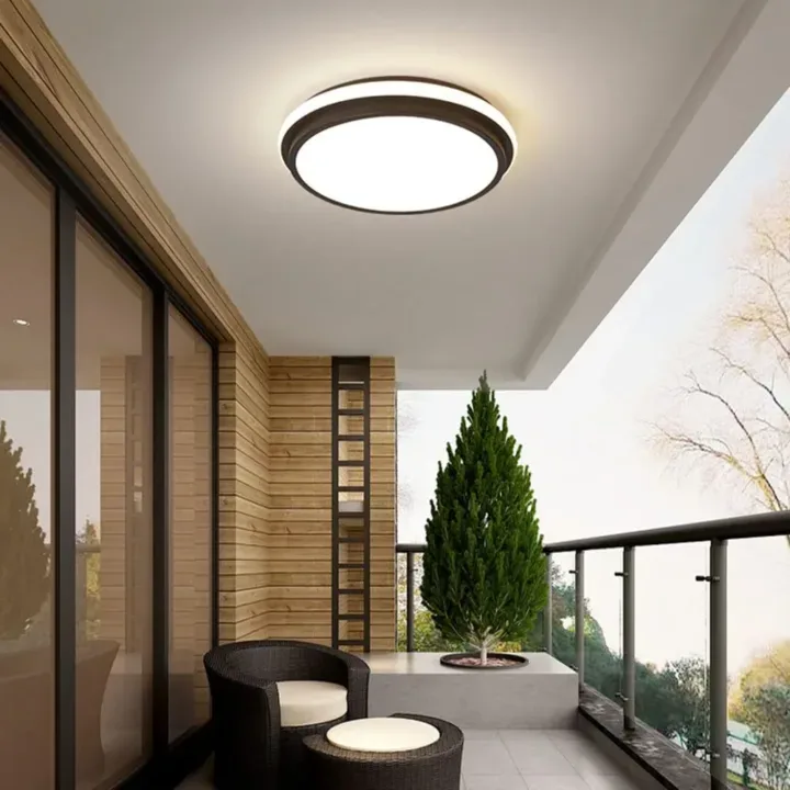 Outdoor ceiling light on a covered patio.