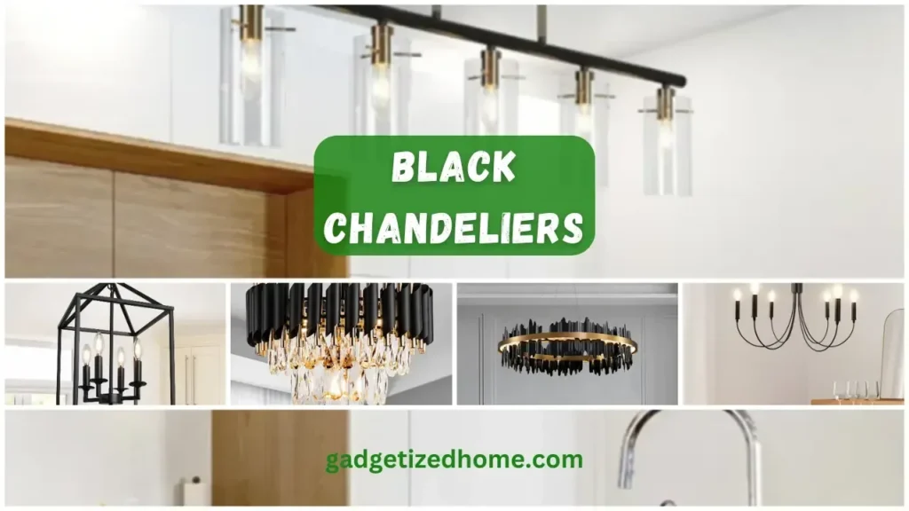 Elegant display of various modern black chandeliers to enhance home decor