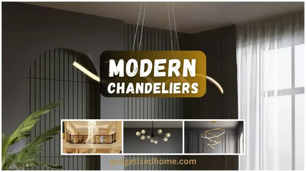 Sleek modern chandelier with minimalist metal frame and LED lights, perfect for contemporary interiors.