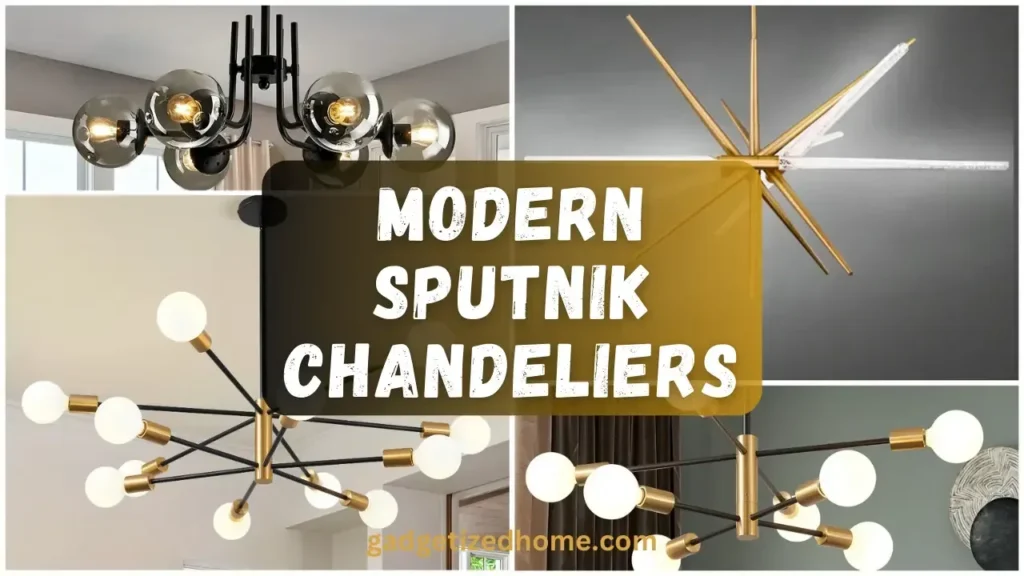 Iconic modern Sputnik chandelier with starburst design and multiple arms.