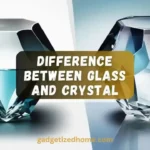 Illustration showing the difference between glass and crystal, comparing the clarity and sparkle of crystal vs glass in home décor items like drinkware and chandeliers.