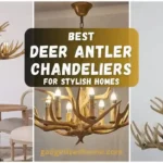 Deer Antler Chandelier in rustic living room setting, adding warm ambiance and woodland-inspired decor style