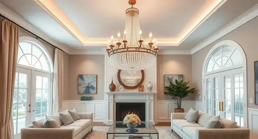 Chandelier as a luxurious home decor piece, increasing property value.