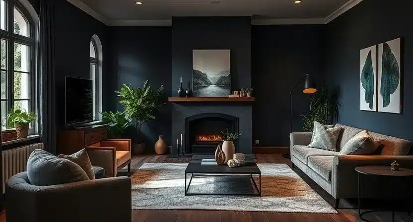 Small living room featuring mirrors, neutral tones, and layered lighting for a cohesive design.