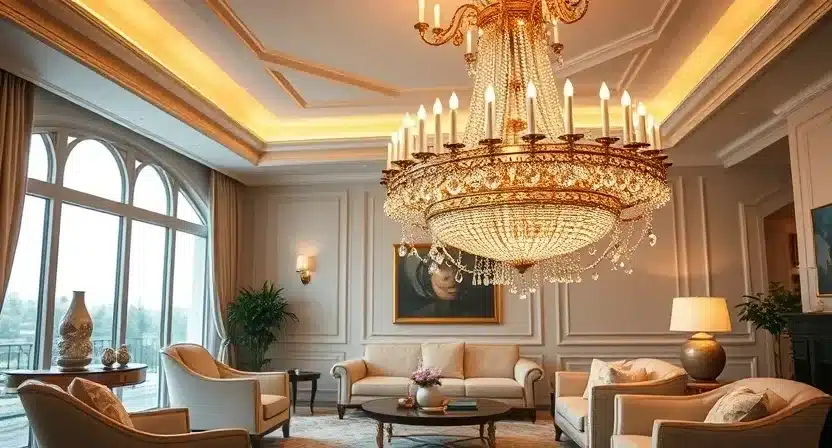 Chandelier reflecting elegance and class in modern home decor.