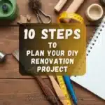 Tools and materials neatly arranged on a wooden table for a DIY renovation project.