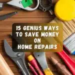 Home repairs tools and supplies for DIY projects, including a hammer, wrench, and paintbrush, symbolizing ways to save money on home repairs.