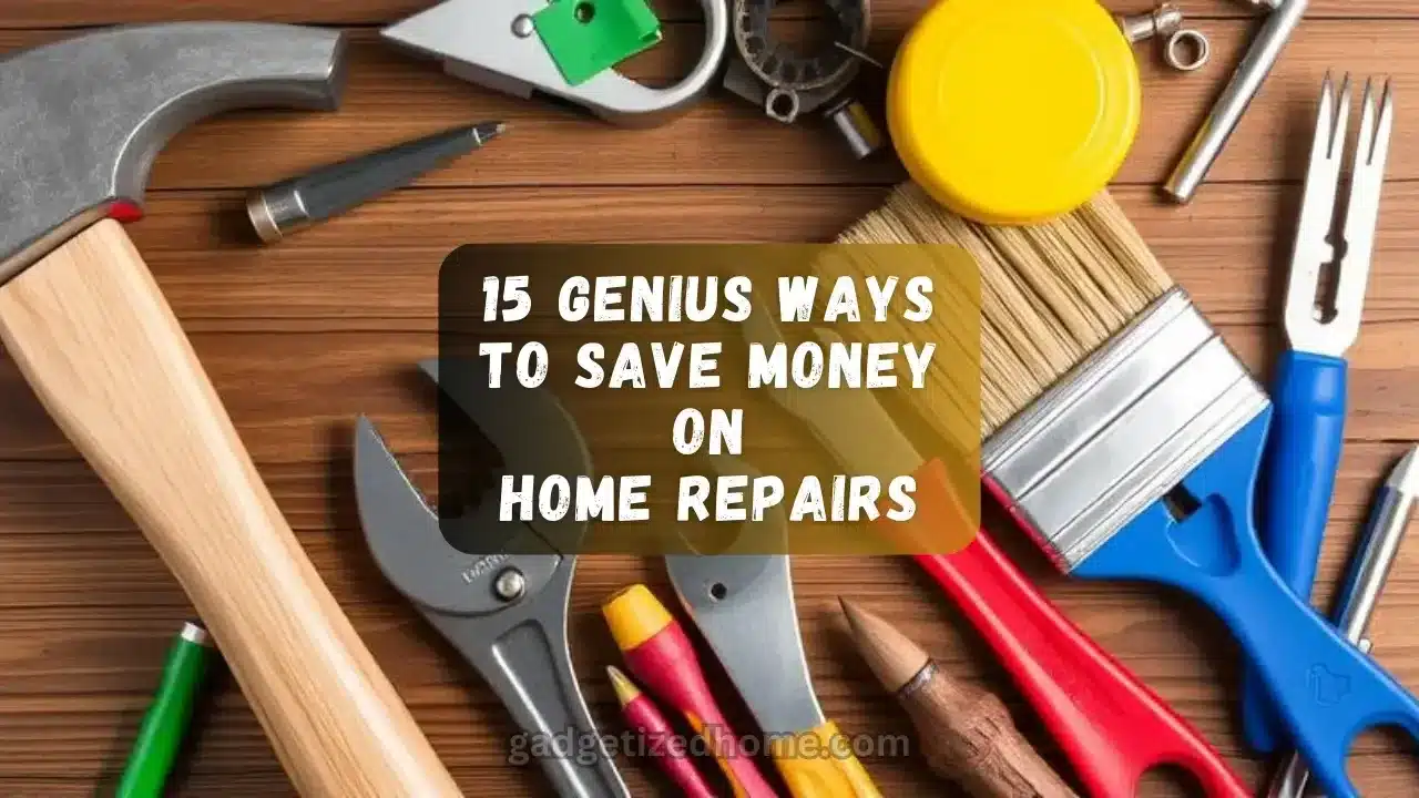 Home repairs tools and supplies for DIY projects, including a hammer, wrench, and paintbrush, symbolizing ways to save money on home repairs.