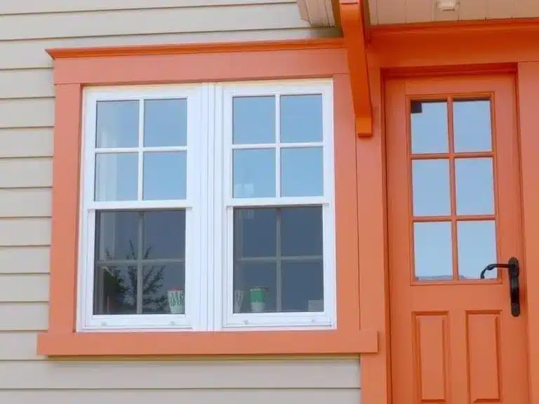 Well-painted exterior trim around windows and doors, adding contrast and style.