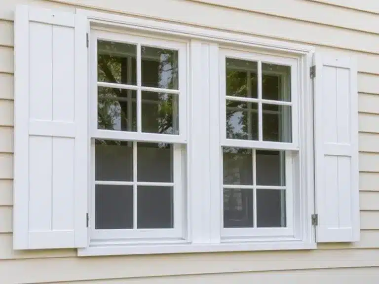 Freshly painted window shutters complementing the home's exterior design.