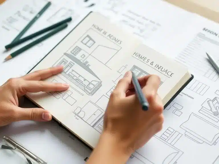 Person holding a notebook and pen, planning a home renovation project.