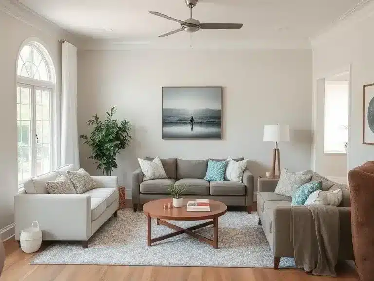 A fresh coat of paint transforming a living room with neutral colors.