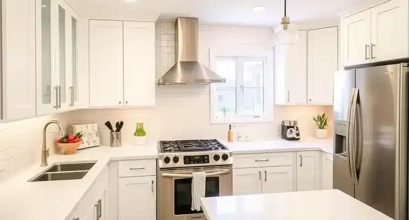 Affordable kitchen upgrades like cabinet refreshes, new backsplashes, and stylish lighting.