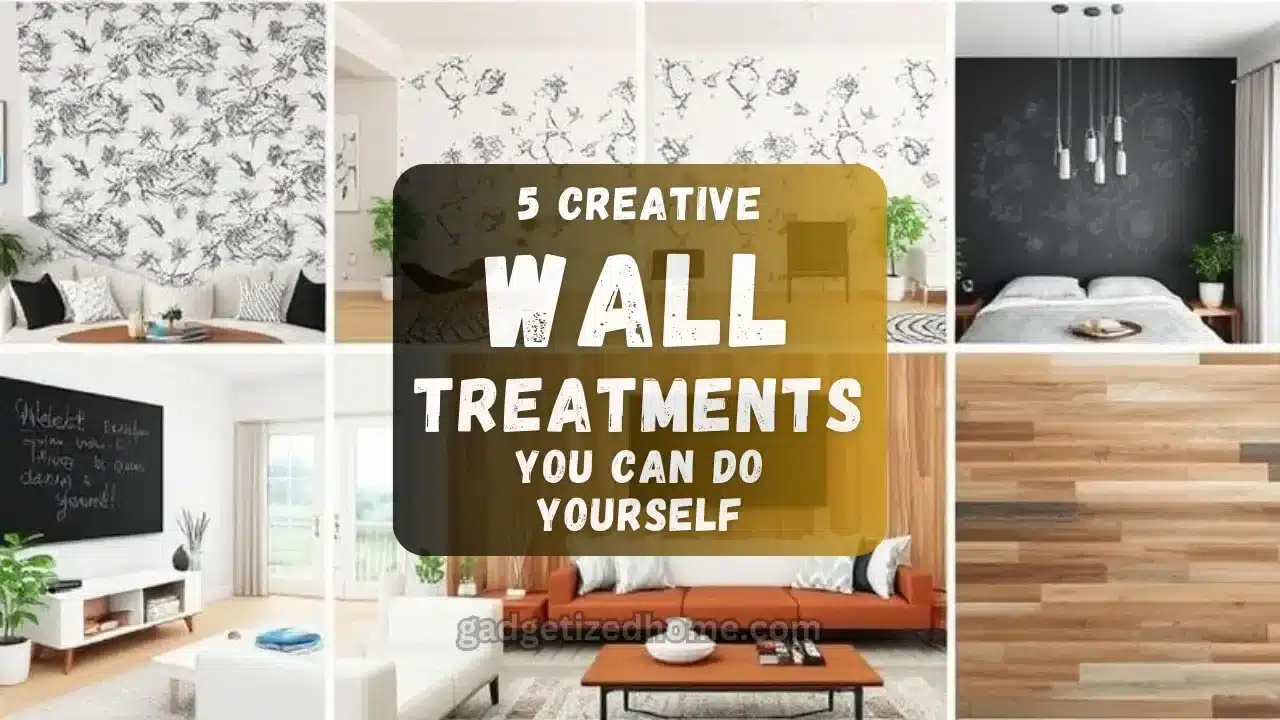 Creative DIY wall treatments, including peel-and-stick wallpaper, wall stencils, and accent walls.