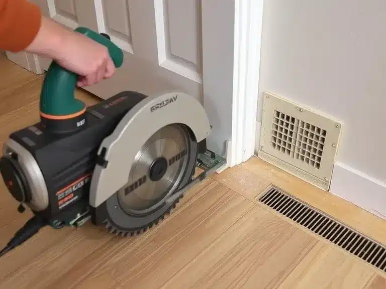 Cutting flooring around obstacles such as doors, vents, and corners