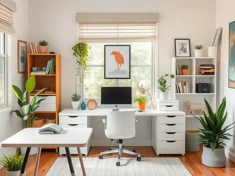 A person maintaining and refreshing their home office to keep it organized and productive.