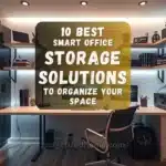 Modern smart home office setup with smart desk, shelves, and tech-friendly storage solutions.