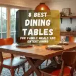 Modern dining table setup with family enjoying a meal in a cozy, well-lit dining room