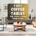 A stylish living room featuring a variety of coffee tables in different styles — modern, rustic, minimalist, and more.