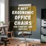 A modern home office with an ergonomic chair, desk, and natural lighting, showcasing a comfortable and stylish work setup.