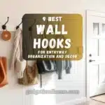 Stylish entryway wall with decorative wall hooks, coats, and accessories neatly organized
