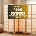 Modern living room with stylish room divider creating two separate areas, cozy and organized.