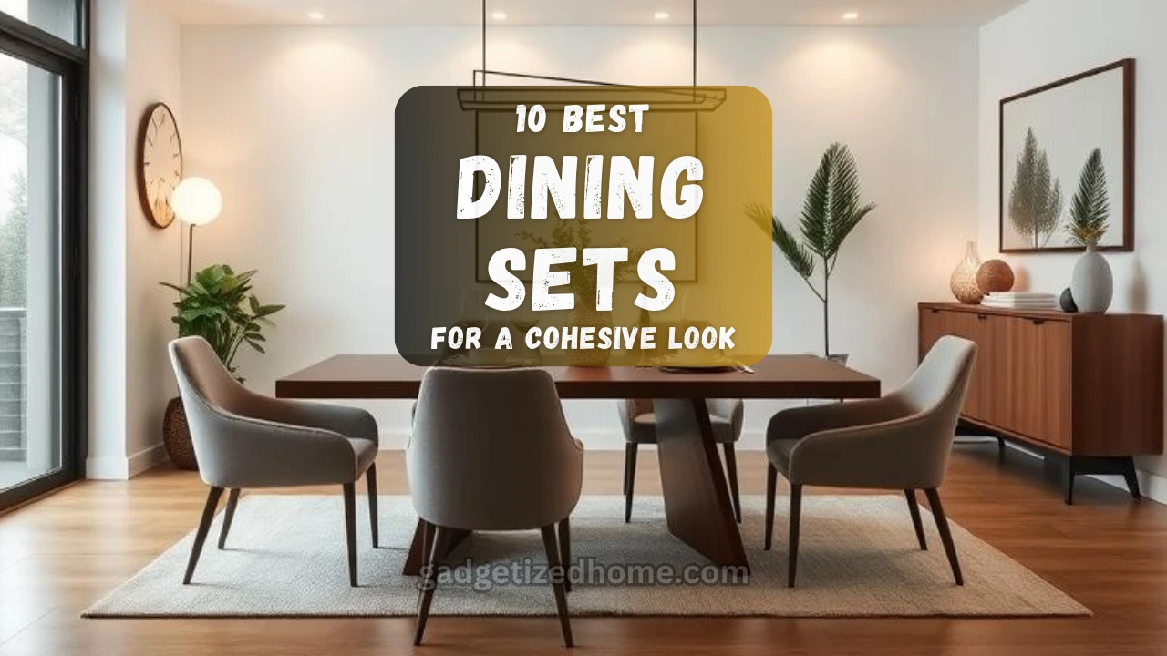 A modern dining room with a stylish 6-piece dining set, cozy lighting, and a clean, cohesive look.