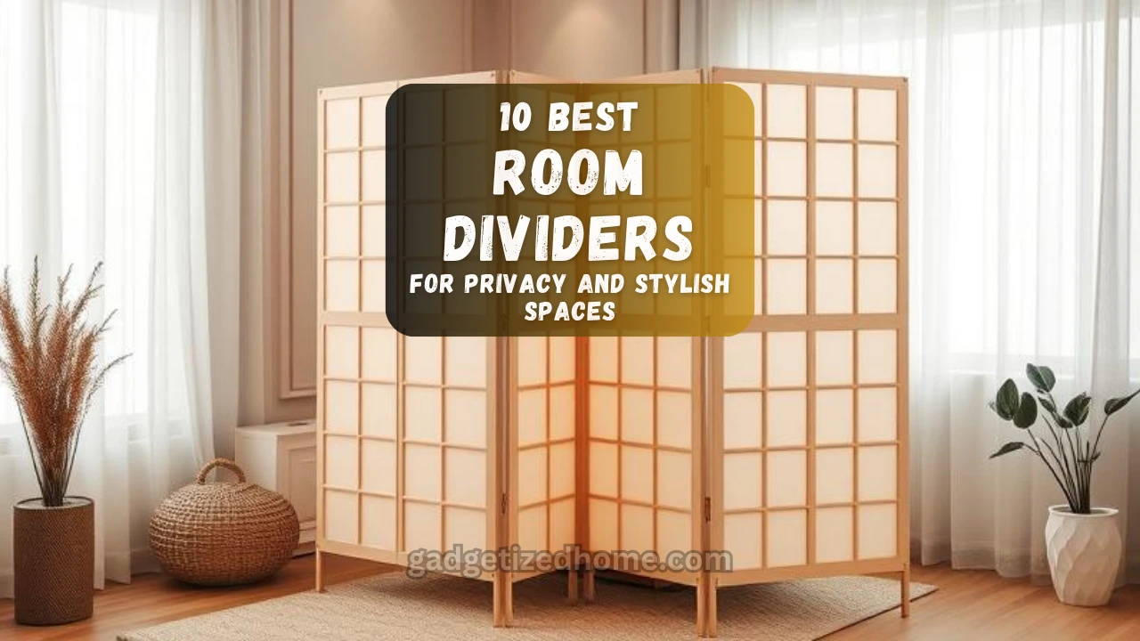 Modern living room with stylish room divider creating two separate areas, cozy and organized.