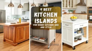 A stylish kitchen with a variety of kitchen islands including modern, rustic, and compact designs.